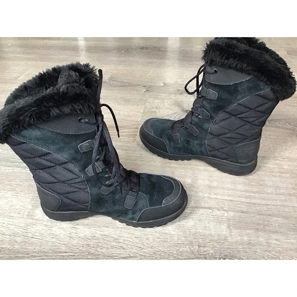 Columbia Ice Maiden II Waterproof Boots Black Faux Fur BL 1581-011 Womens 7.5